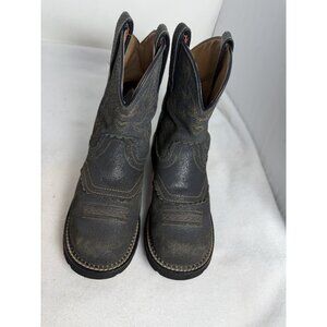 FAT BABY WESTERN BOOTS WOMEN'S SZ 9.5 B DENIM COLOR BEIGE STICHING
